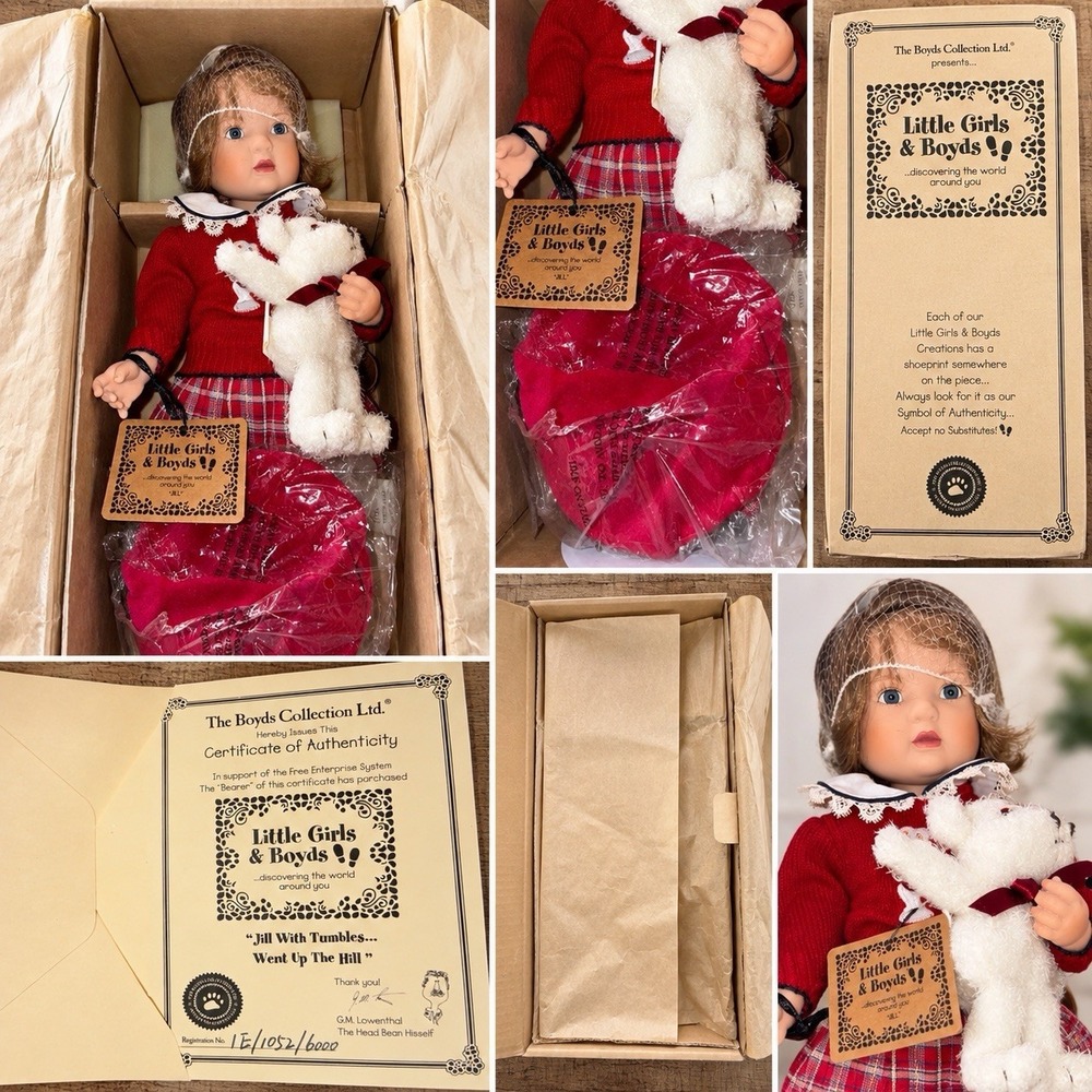 2001 Boyds Collection Jill With Tumbles Doll Limited Edition COA Box Vintage